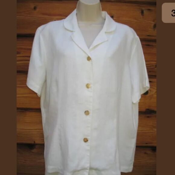 Cream Linen Top Skirt Set 2 Piece - Picture 3 of 8